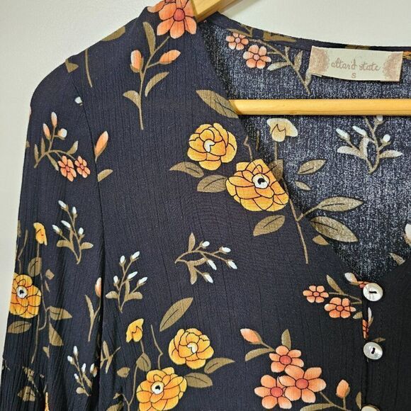 NEVER WORN ALTAR'D STATE FLORAL BELL SLEEVES BOHO BABYDOLL STYLE SHORT DRESS SM - Picture 8 of 16